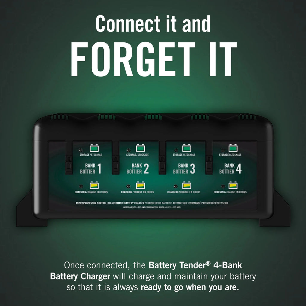 Battery Tender 4 Bank Multibank Charger - 5 AMP (1.25 AMPs Per Bank) - Smart 12V Multi Battery Charger and Maintainer - 021-0148-DL-WH