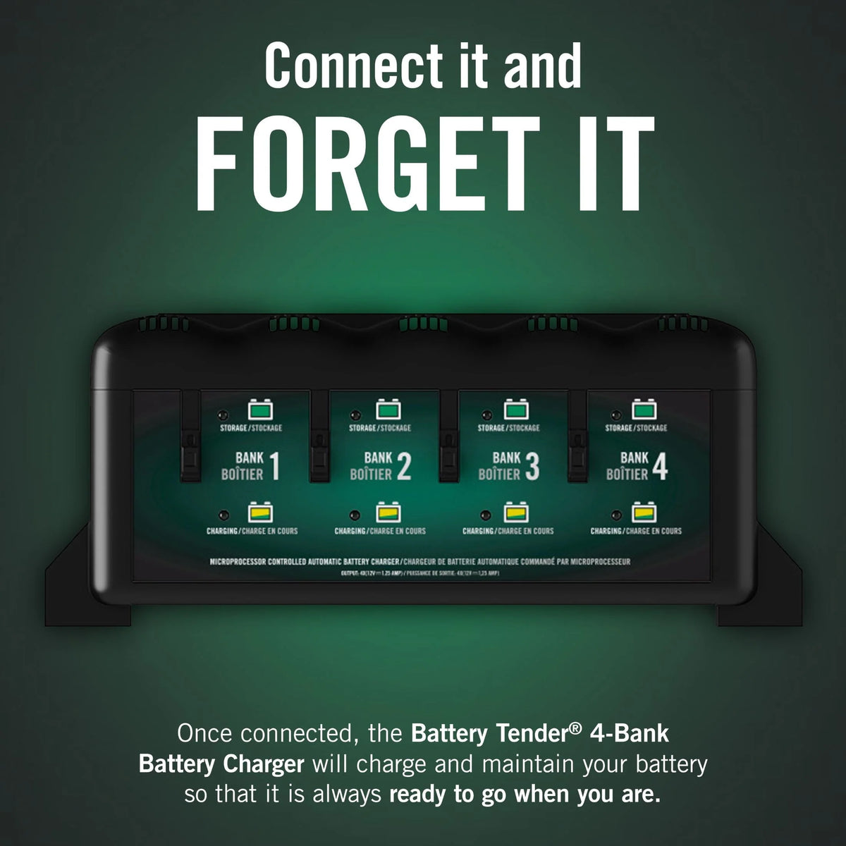 Battery Tender 4 Bank Multibank Charger - 5 AMP (1.25 AMPs Per Bank) - Smart 12V Multi Battery Charger and Maintainer - 021-0148-DL-WH