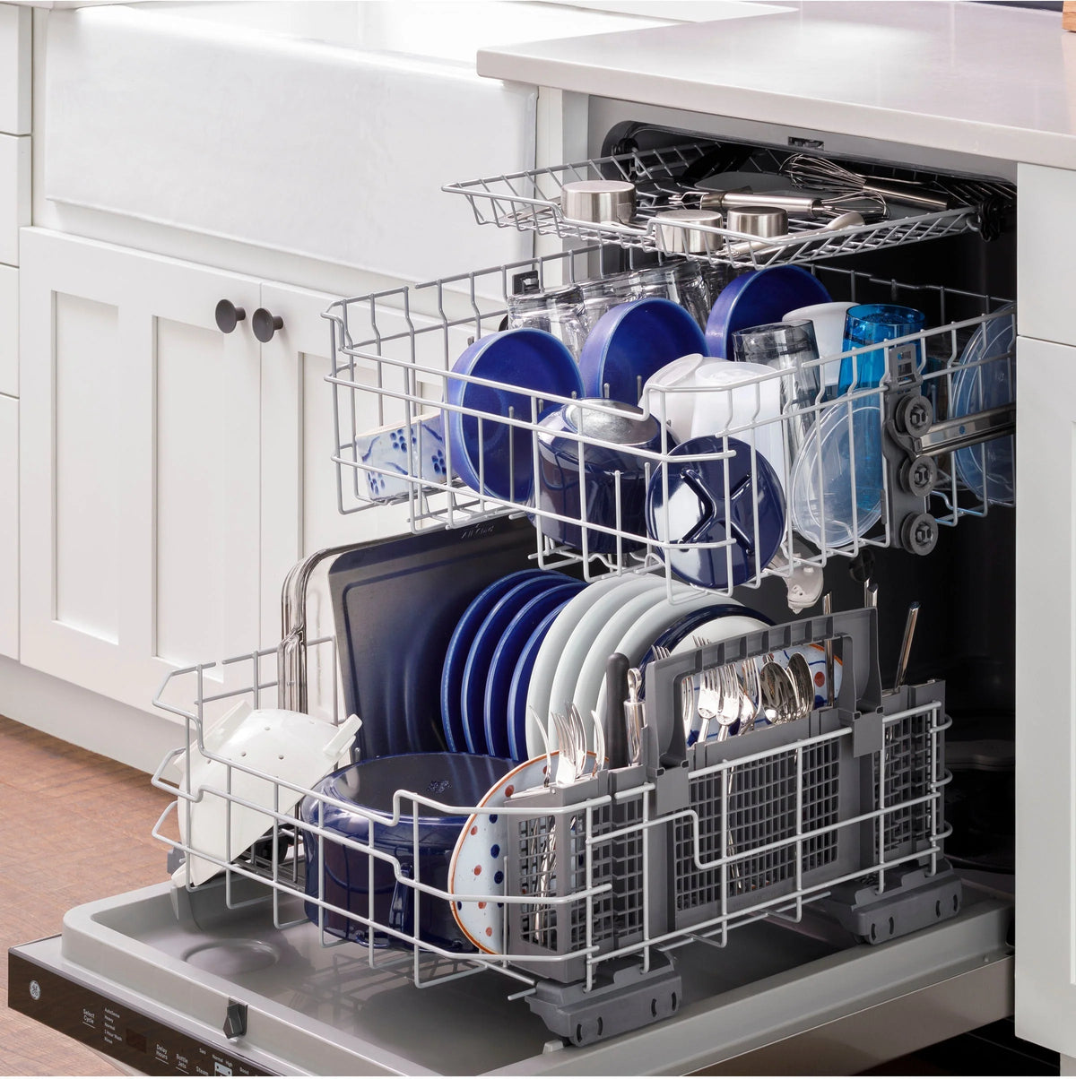 GE - Top Control Built-In Dishwasher with 3rd Rack, 50 dBA - Stainless steel