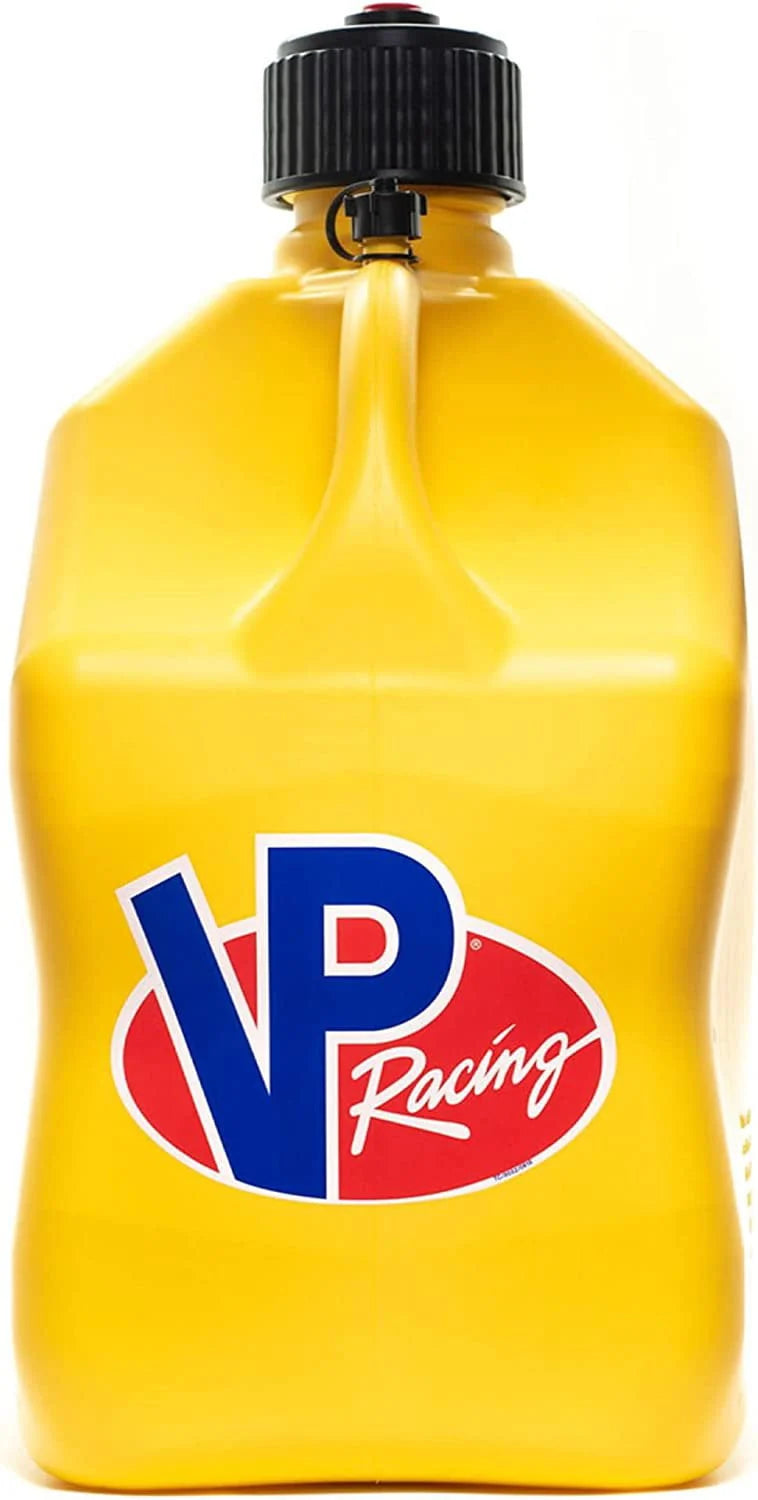 VP Racing 5.5-Gallon Square Motorsport Racing Utility Liquid Fuel Container Jug and 14 Inch Deluxe Hose Kit and Multipurpose Cap, Yellow 4 Pack