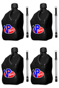 VP Racing Utility Jug 5.5 Gallon + Deluxe Hose - Mix and Match Between 11 Different Colors - Made in the USA (4 Pack, Black)