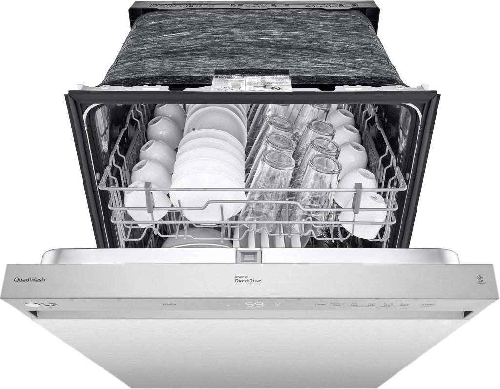 LG - 24 Front-Control Built-In Dishwasher with Stainless Steel Tub, QuadWash, 50 dBa - Stainless steel