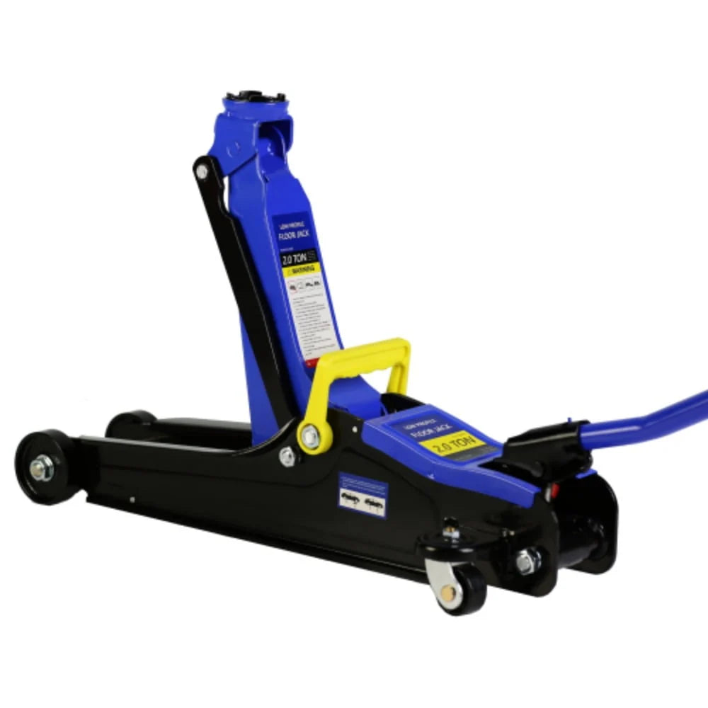 Floor Jack, 2 Ton Low Profile Floor Jack, Heav yDuty Steel Racing Floor Jack with Single Piston QuickLift Pump, Floor Jack Black+Blue + Steel + 2T Single pump + Lifting range 3.3-15.2