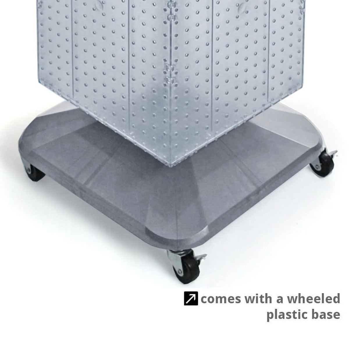 Azar Displays 701465-WHT White Four-Sided Pegboard Tower Floor Display on Revolving Wheeled Base. Spinner Rack Stand. Panel Size: 14W x 60H