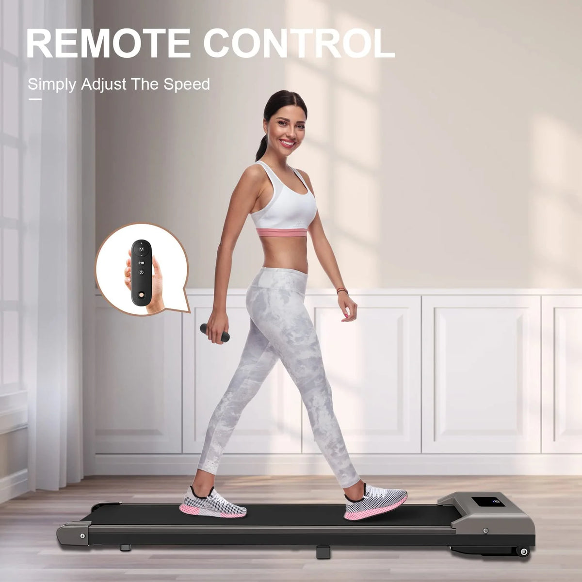 Under-Desk Walking Pad Treadmill with Remote Control and LCD Display