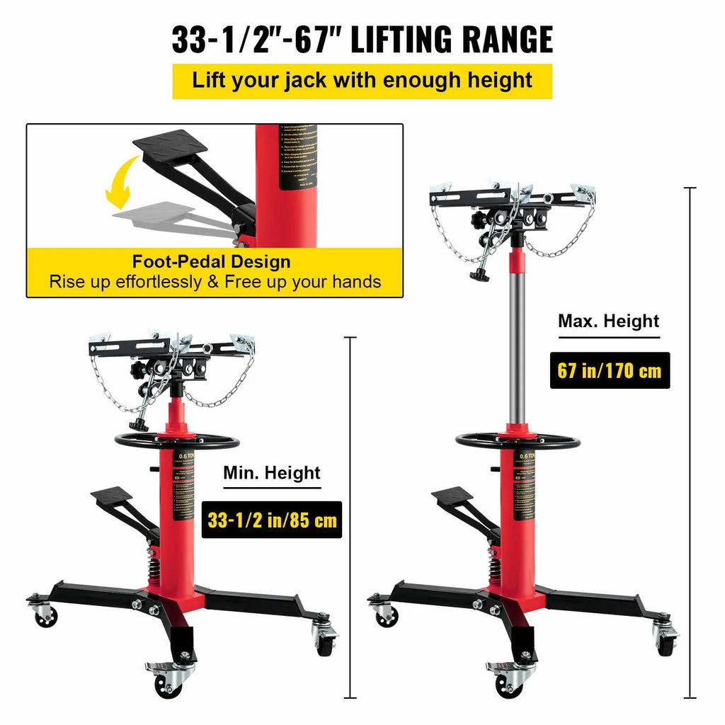 BENTISM Transmission Jack 1322 lbs 2-Stage Hydraulic High Lift Vertical Telescopic