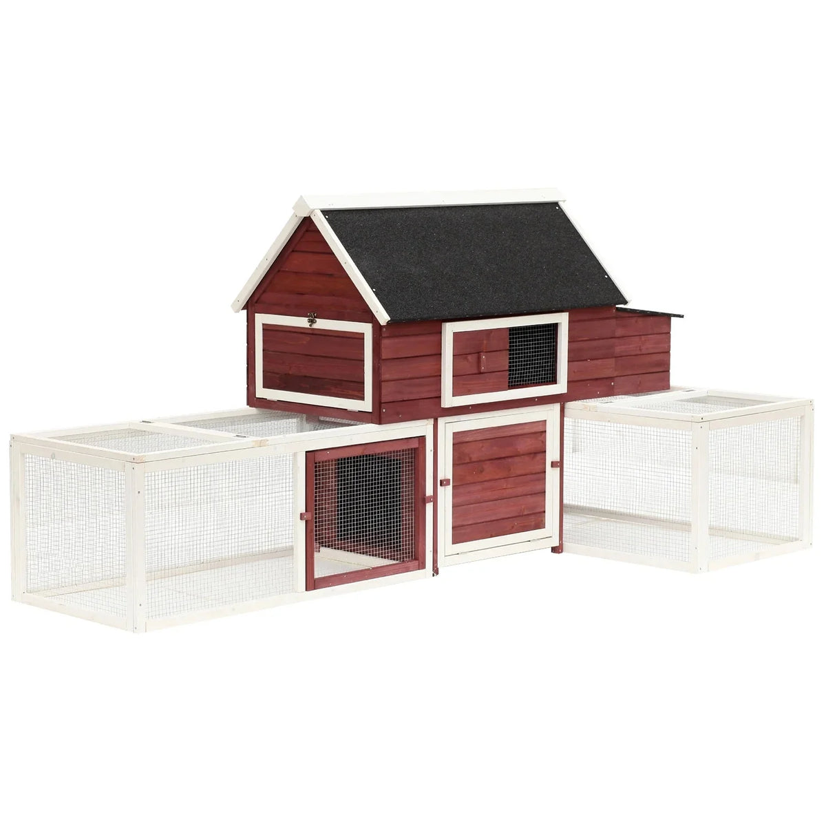 Pawhut Wooden Customizable Backyard Chicken Coop With Nesting Box and Runs, 114