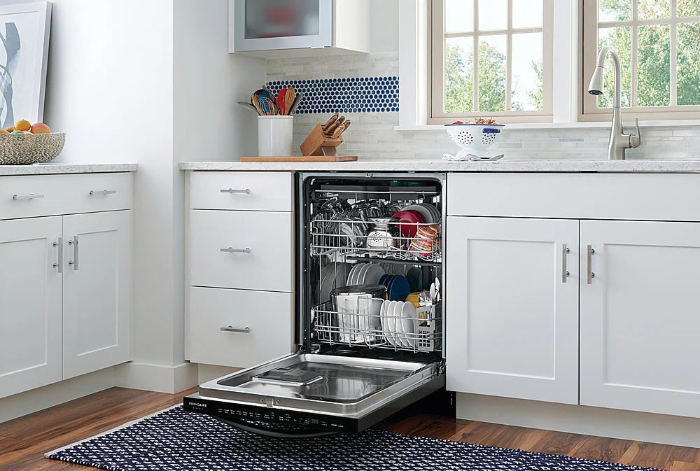 Frigidaire - Gallery 24 Compact Top Control Built-In Dishwasher with Stainless Steel Tub, 3rd Rack, 49 dBA - Black stainless steel