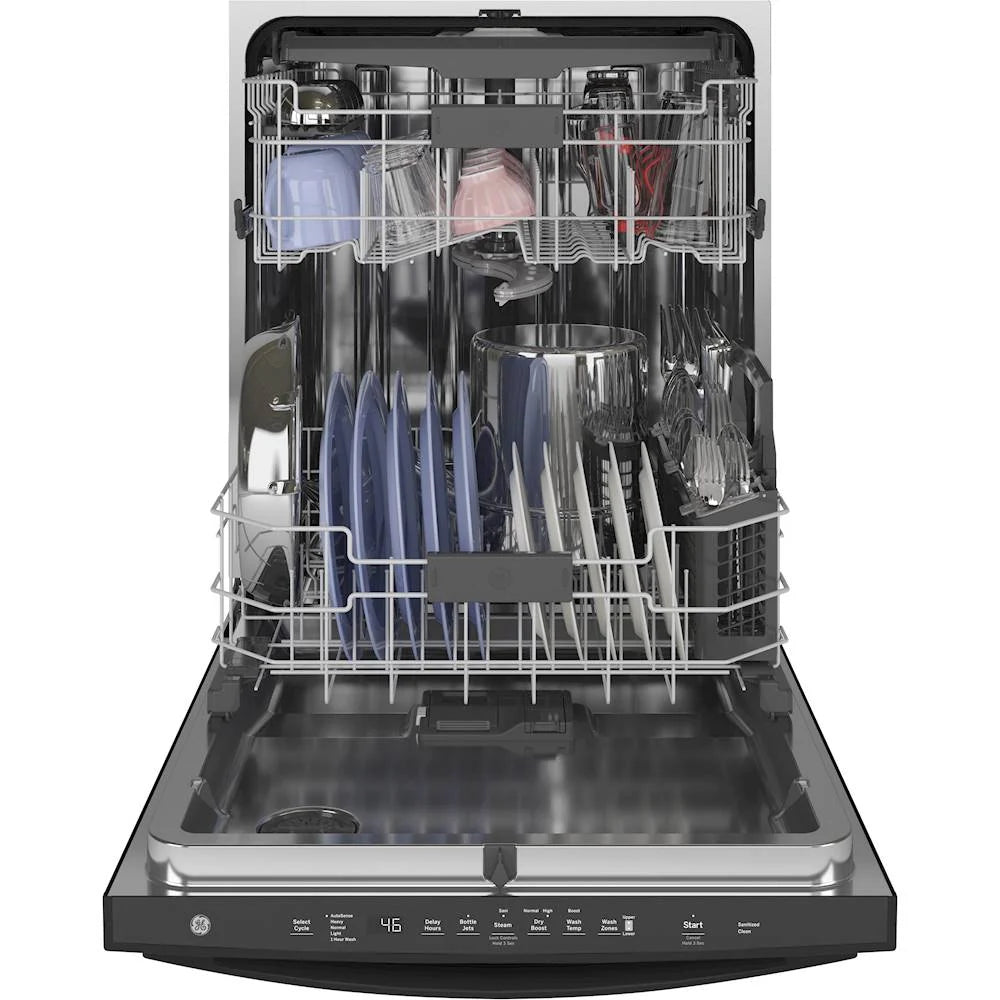 GE - Top Control Built-In Dishwasher with Stainless Steel Tub, 3rd Rack, 46dBA - Black
