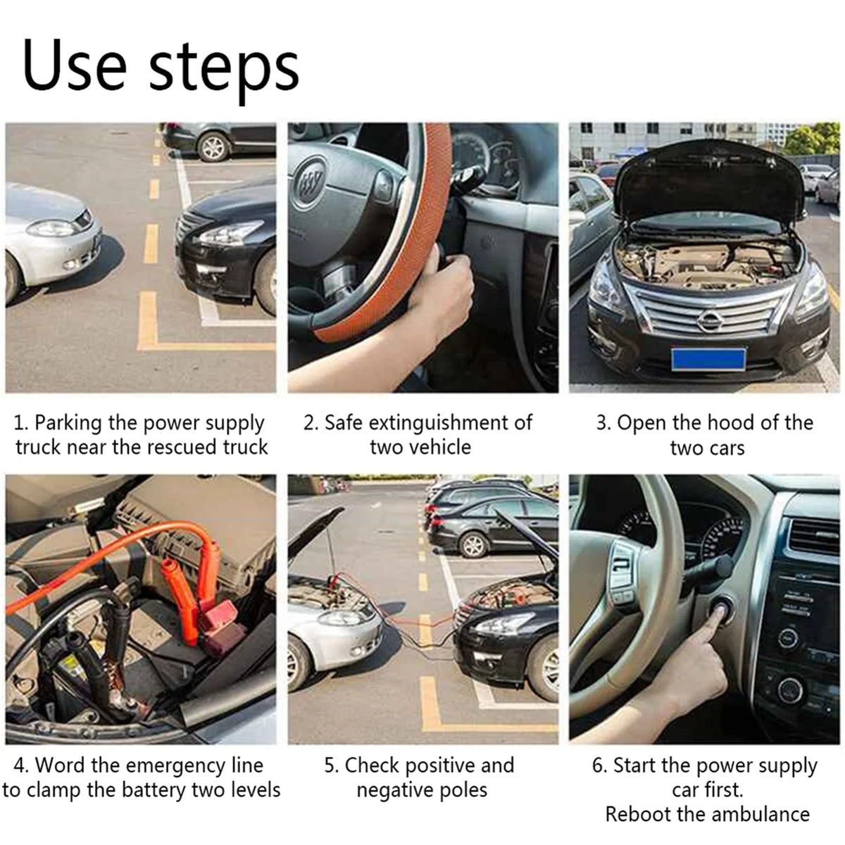Dbuoem 2Pcs/Set Battery Cable Portable High Efficiency Durable Heavy Duty Car Jump Booster for Van
