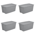 Sterilite 50 Gallon Tote Box Plastic， Titanium， Set of 4
