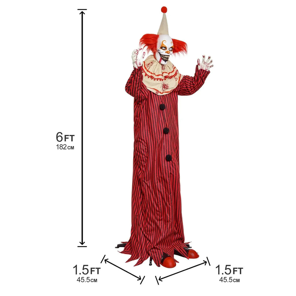 72 Halloween Decorations Outdoor - Standing Animatronic Clown with Red Light...