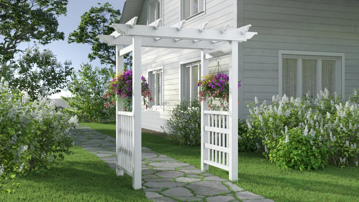 Vita 63L x 46W x 91H Springport Vinyl Arbor, White, VA68146