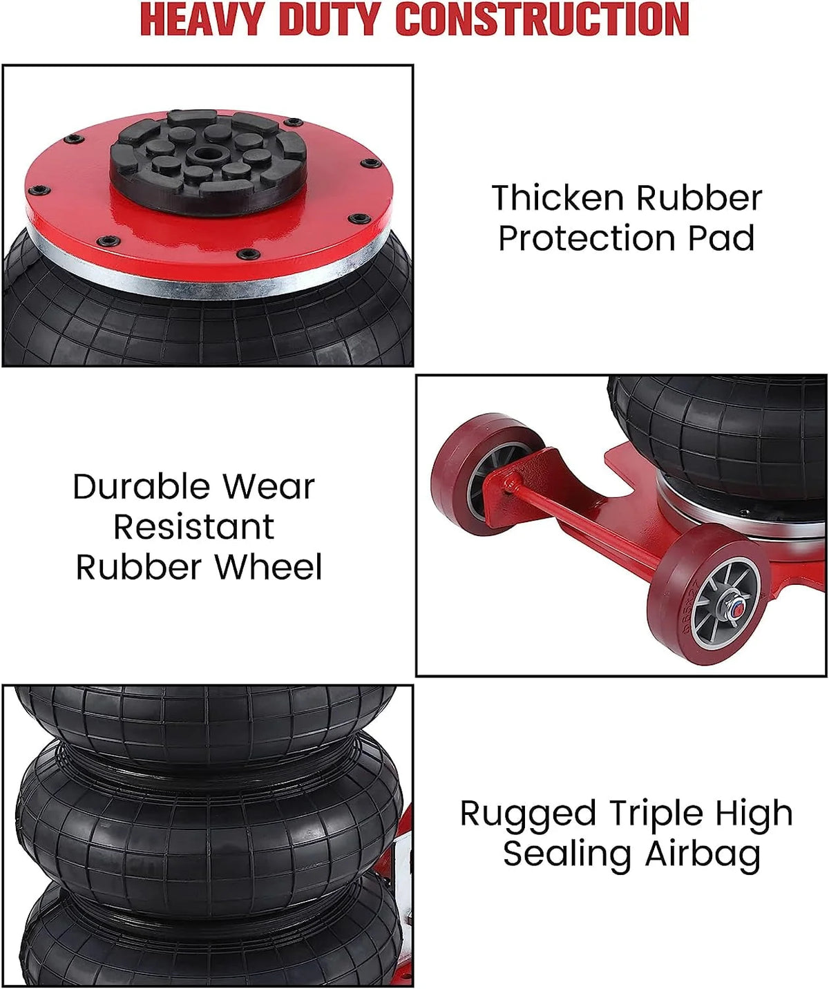 WhizMax 3 Ton/6600 lbs Triple Bag Air Jack, Quick Air Bag Jack Lift Up to 15.75 Inch, 3-5S Fast Lifting, Air Bag Jack for Cars with Adjustable Long Handle, Brass Valve