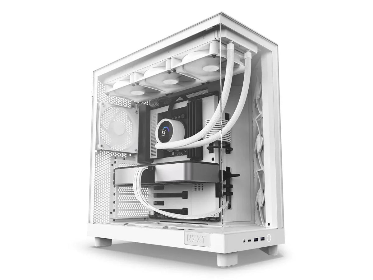 NZXT H6 FLOW Compact Dual-Chamber Mid-Tower Airflow Case, White, CC-H61FW-01