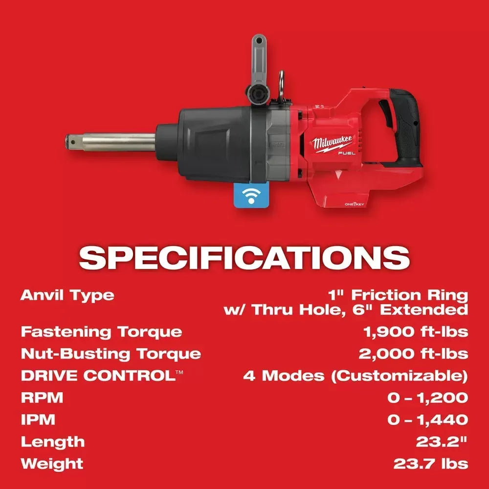 Milwaukee 2869-20 M18 FUEL 18V 1 D-Handle Anvil High Impact Wrench-Bare Tool