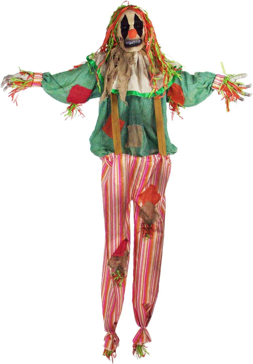 Haunted Hill Farm Life-Size Animatronic Scary Talking Clown with Doll, Motion, Touch Activated Lights, and Sounds, Indoor or Covered Outdoor Halloween Decorations, Battery Operated Halloween Props