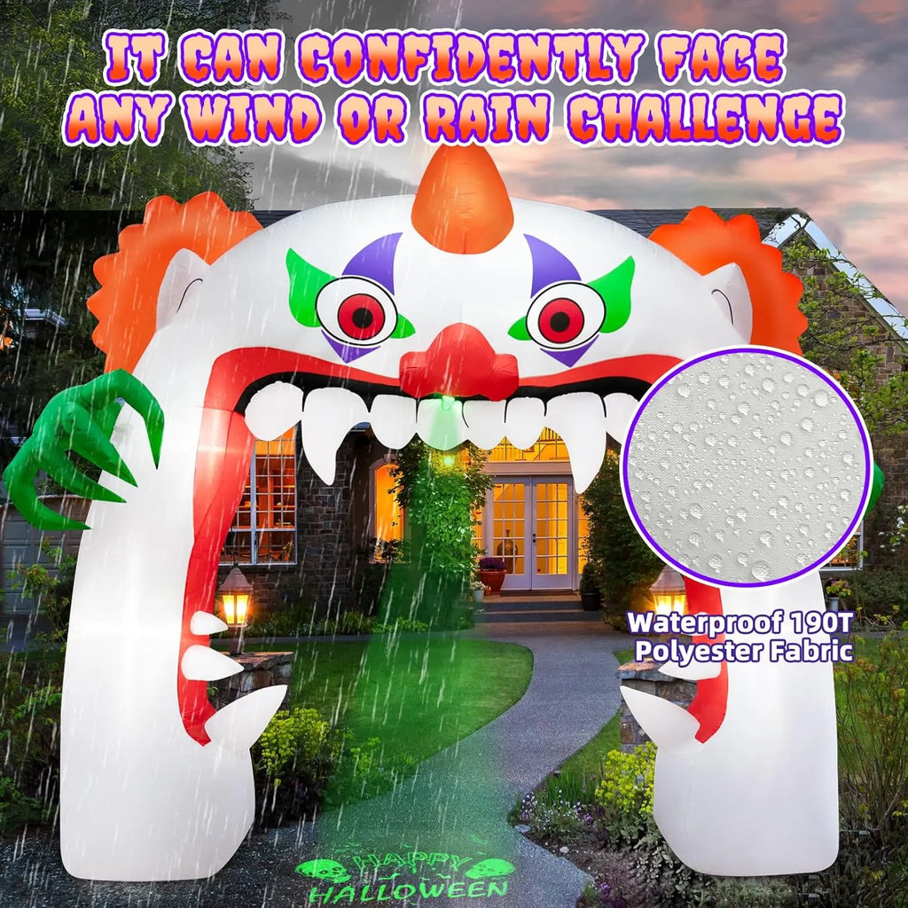 11FT Wide Halloween Inflatables Archway Outdoor Decorations, Inflatable Clown Arch Blow Up Halloween Decorations Built-in Projection LED Light for Halloween Decor Front Yard Garden Lawn Party