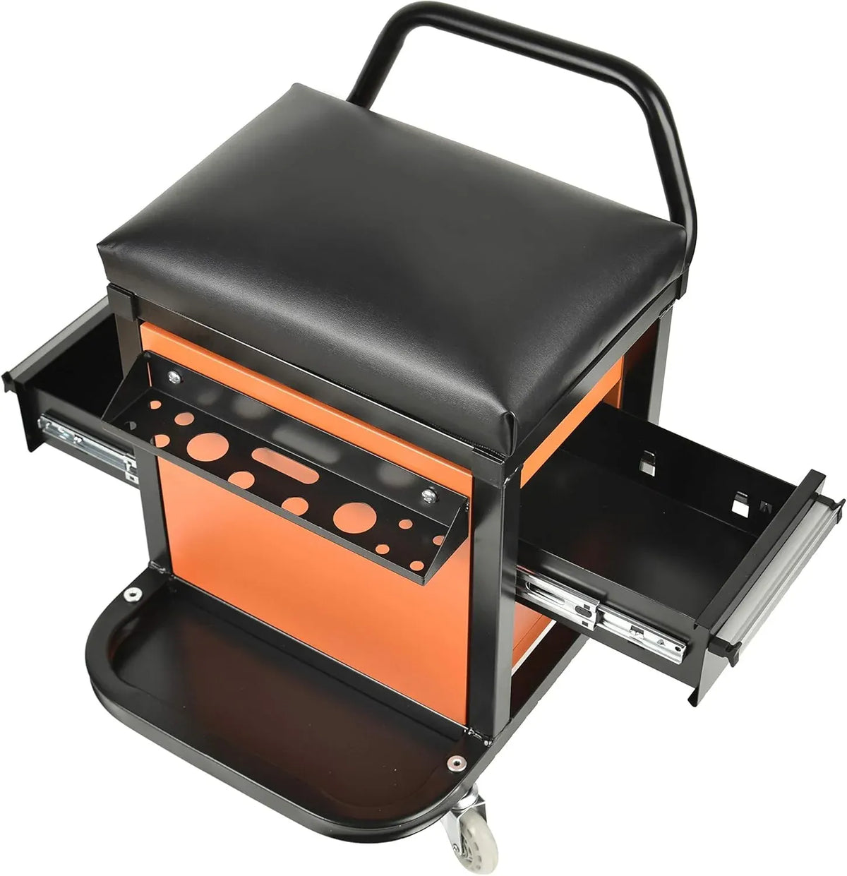 Eisen Rolling Tool Box with Seat, Mechanics Seat with Storage Drawers and 2-1/2 Swivel Casters, 300 lb. Capacity