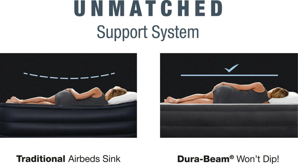 Intex Durabeam Headboard 18 Queen Air Mattress with Built-in Pump