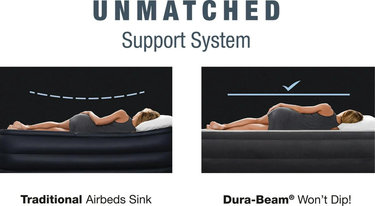 Intex Durabeam Headboard 18 Queen Air Mattress with Built-in Pump