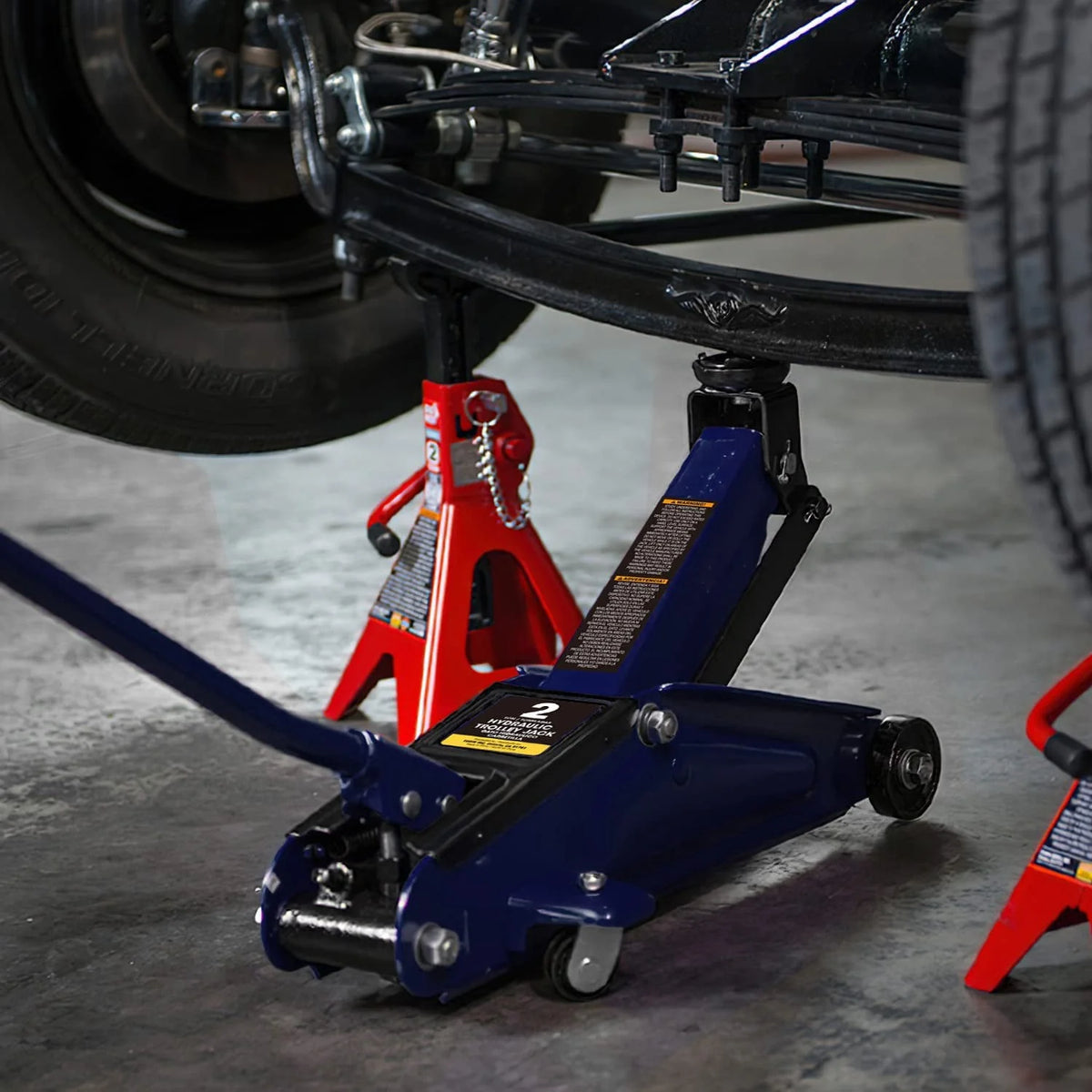 TCE 2 Ton Hydraulic Floor Jack Trolley Car Jack with Protable Storage Carrying Case,Blue,W8202U