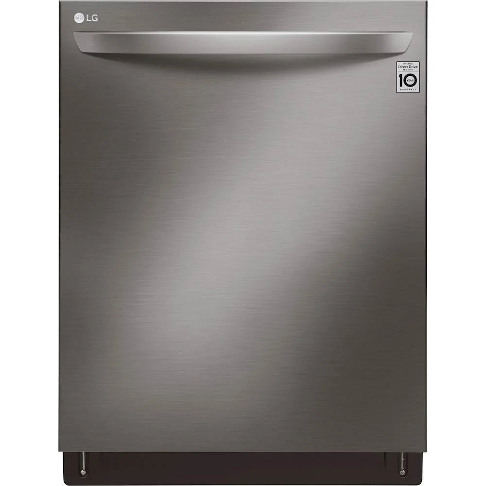 LG - 24 Top Control Smart Built-In Dishwasher with TrueSteam, Tub Light and Quiet Operation - Black stainless steel