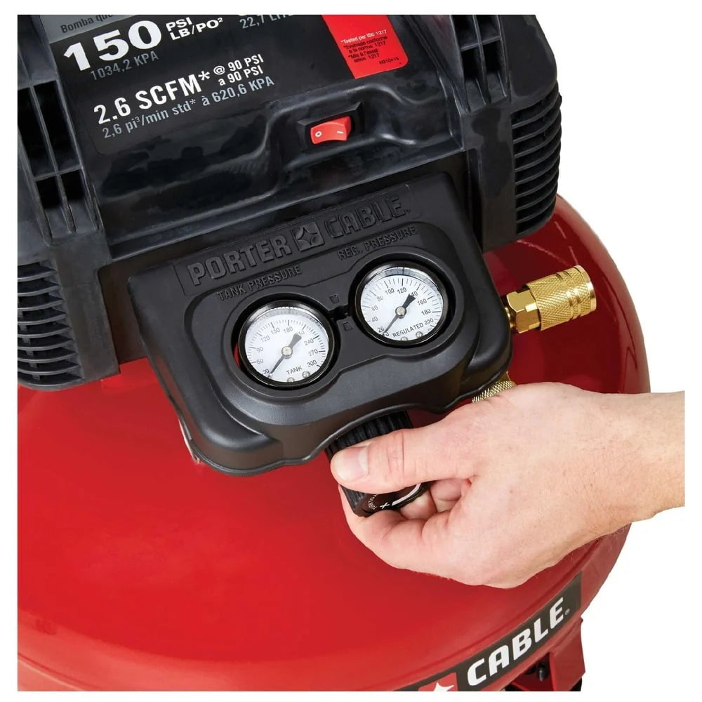 Porter-Cable C2002-ECOM 0.8 HP 6 Gallon Oil-Free Pancake Air Compressor