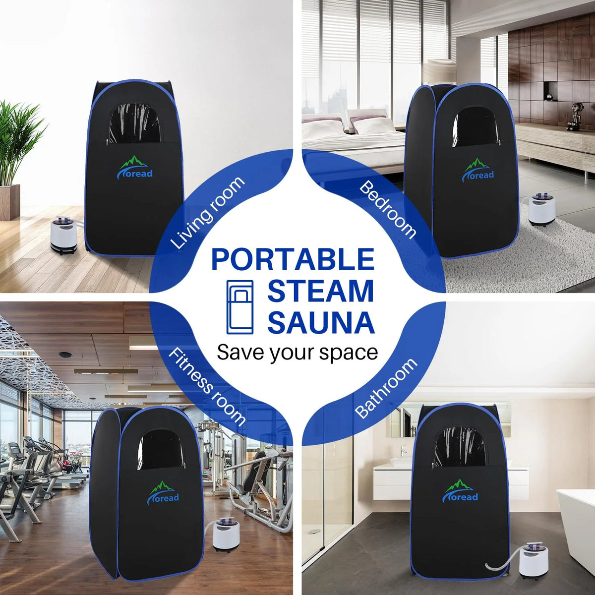 TOREAD Full Body Sauna 300D Canvas, Foldable Steam Saunas Tent with 2.6L & 1000W Steam Generator Remote Control