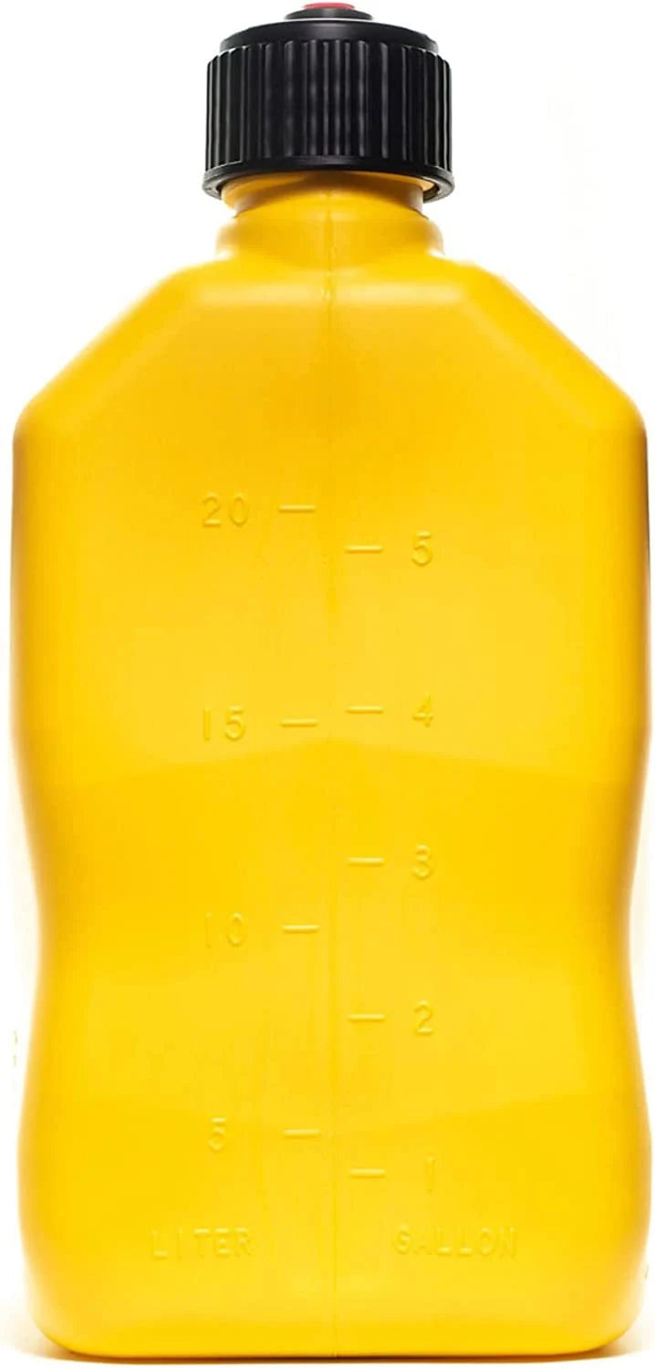 VP Racing 5.5-Gallon Square Motorsport Racing Utility Liquid Fuel Container Jug and 14 Inch Deluxe Hose Kit and Multipurpose Cap, Yellow 4 Pack