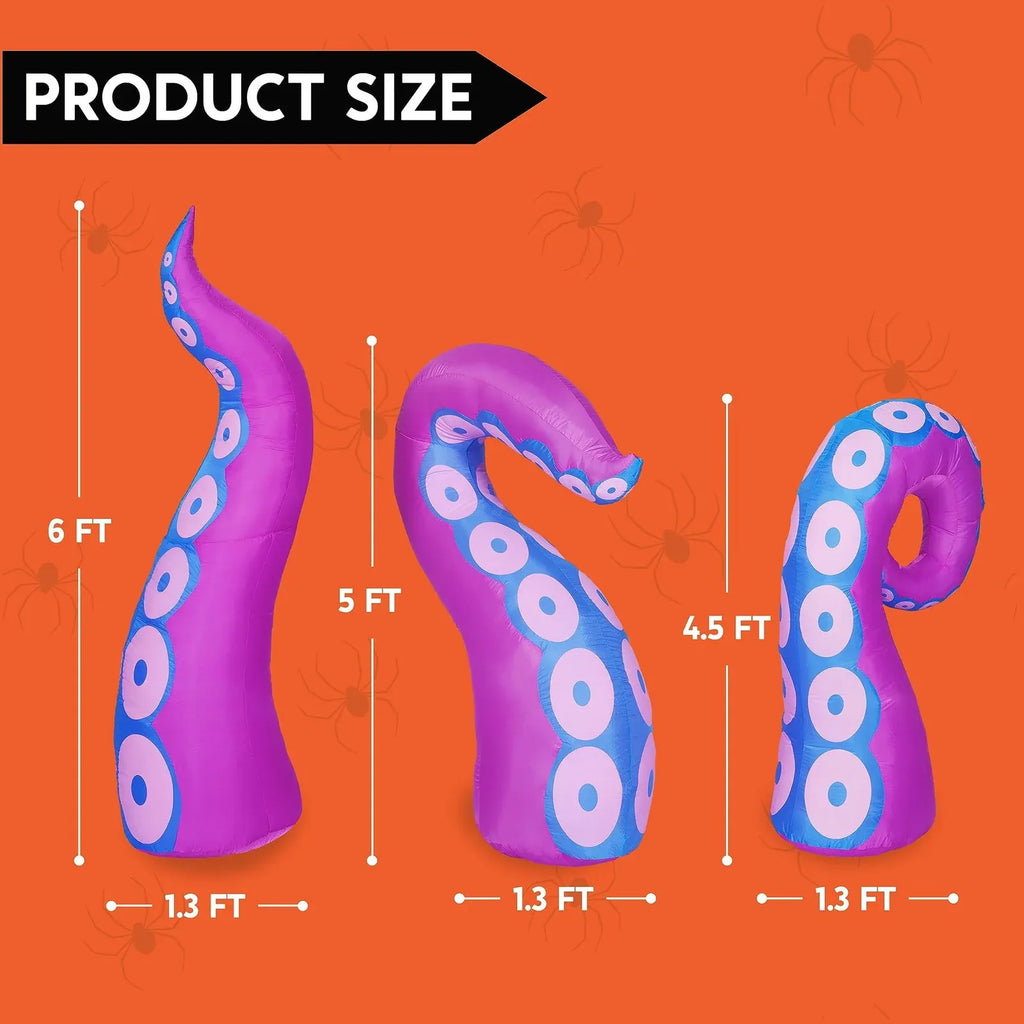 3 Pcs Halloween Inflatable Outdoor Giant Octopus Tentacle Broke Out from Window
