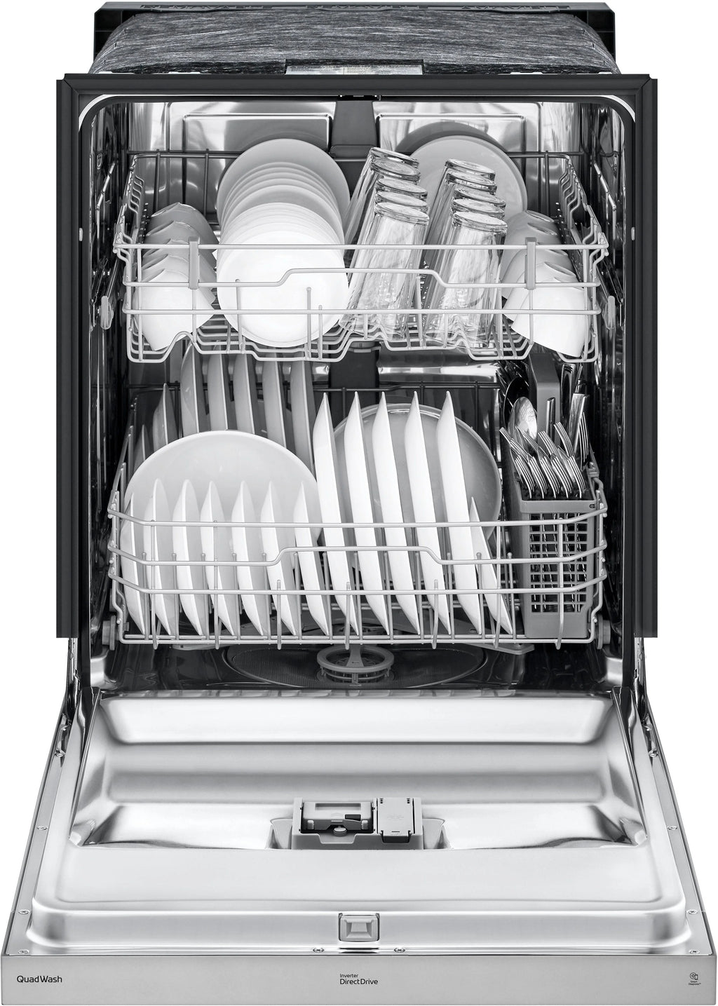 LG - 24 Front-Control Built-In Dishwasher with Stainless Steel Tub, QuadWash, 50 dBa - Stainless steel