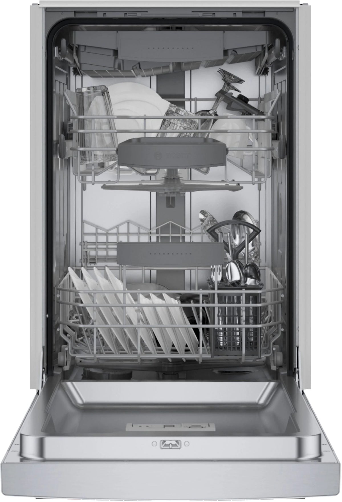 Bosch - 800 Series 18 Front Control Smart Built-In Stainless Steel Tub Dishwasher with 3rd Rack, 44 dBA - Stainless steel