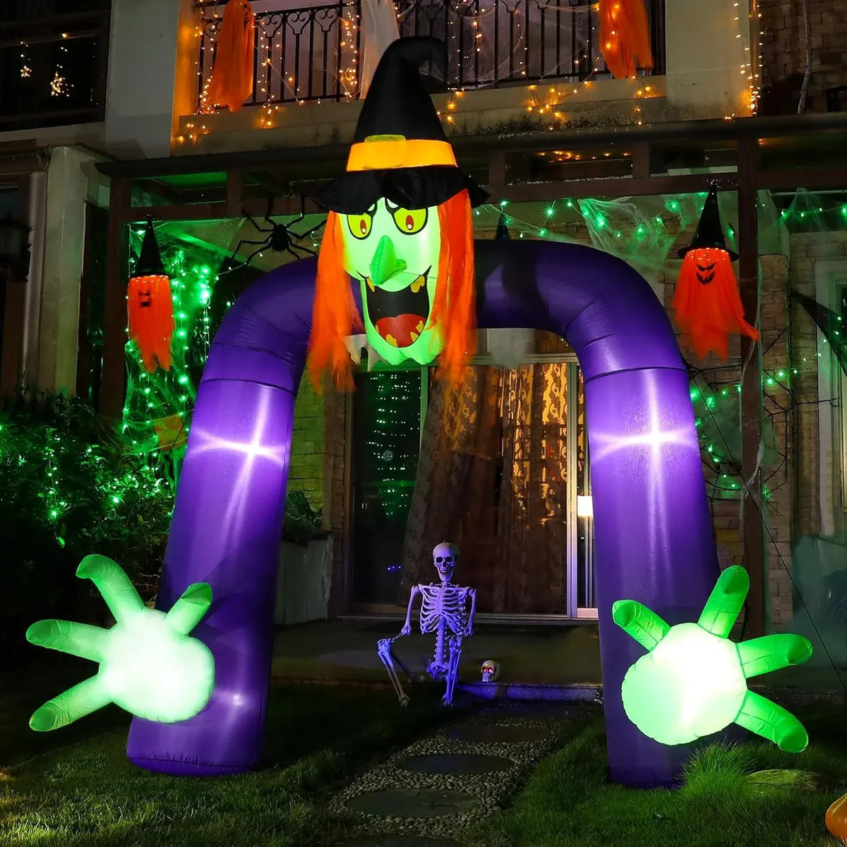 BLOOMWIN Halloween Inflatable Archway 10ft - Arch Inflatable Witch Halloween Decorations Outdoor - Halloween Blow up Yard Decorations Witch Light Up, CS-12040-2.5