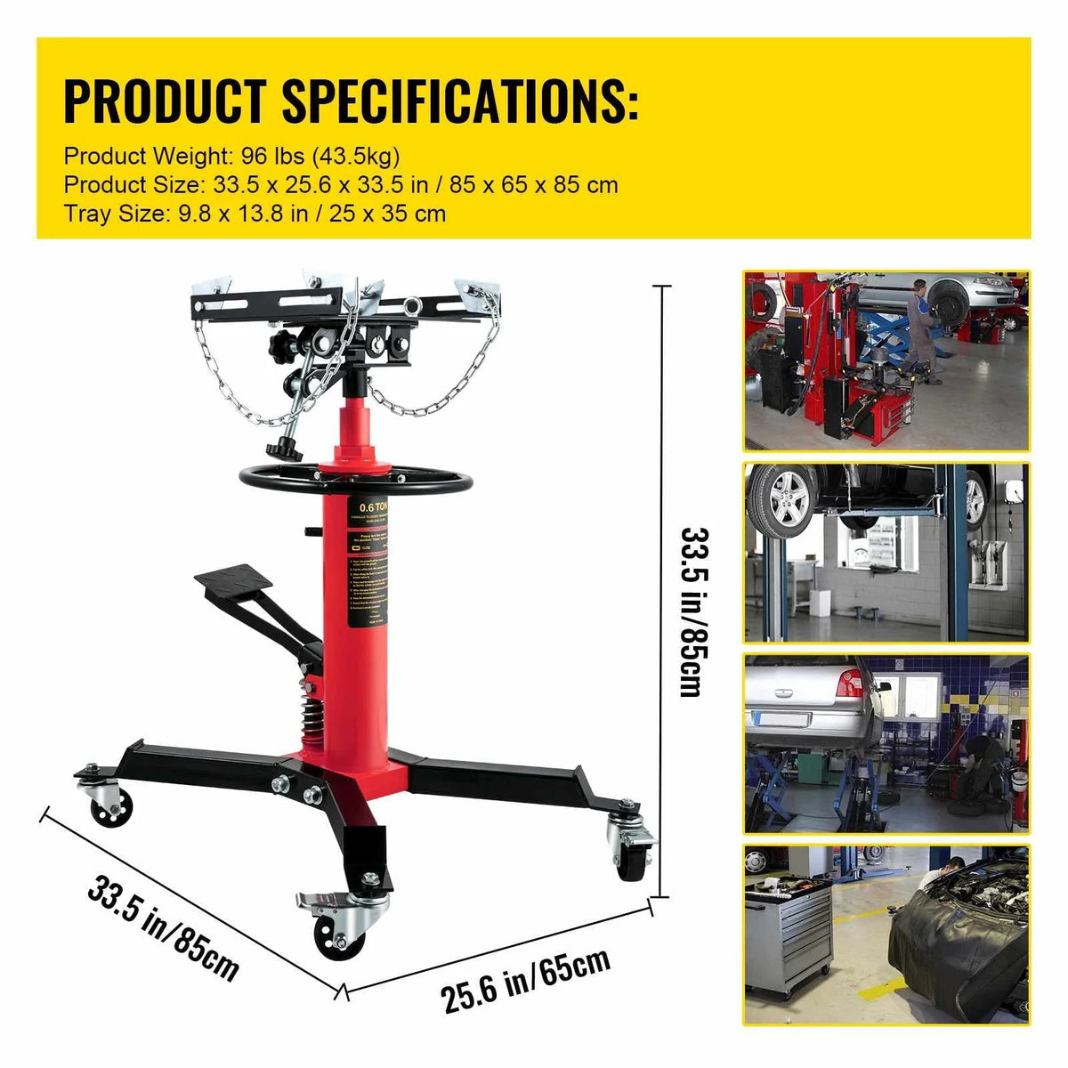 BENTISM Transmission Jack 1322 lbs 2-Stage Hydraulic High Lift Vertical Telescopic