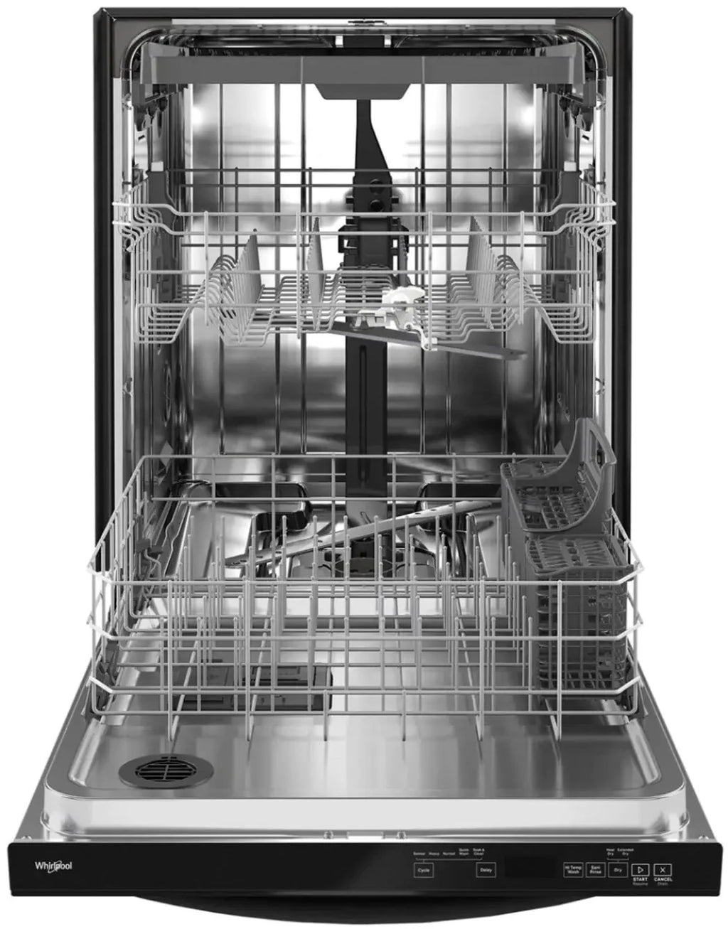 Whirlpool - 24 Top Control Built-In Dishwasher with Stainless Steel Tub, Large Capacity, 3rd Rack, 47 dBA - Black
