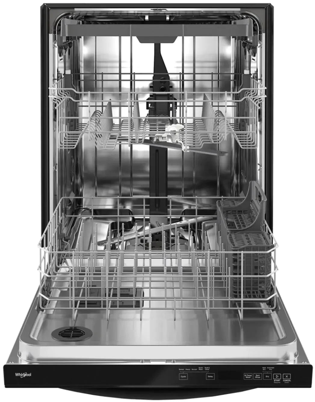 Whirlpool - 24 Top Control Built-In Dishwasher with Stainless Steel Tub, Large Capacity, 3rd Rack, 47 dBA - Black