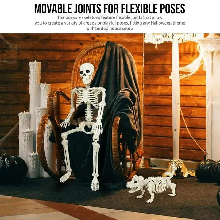 Ayieyill 2pcs Skeleton and Dog Skeleton Indoor Outdoor Halloween Decorations