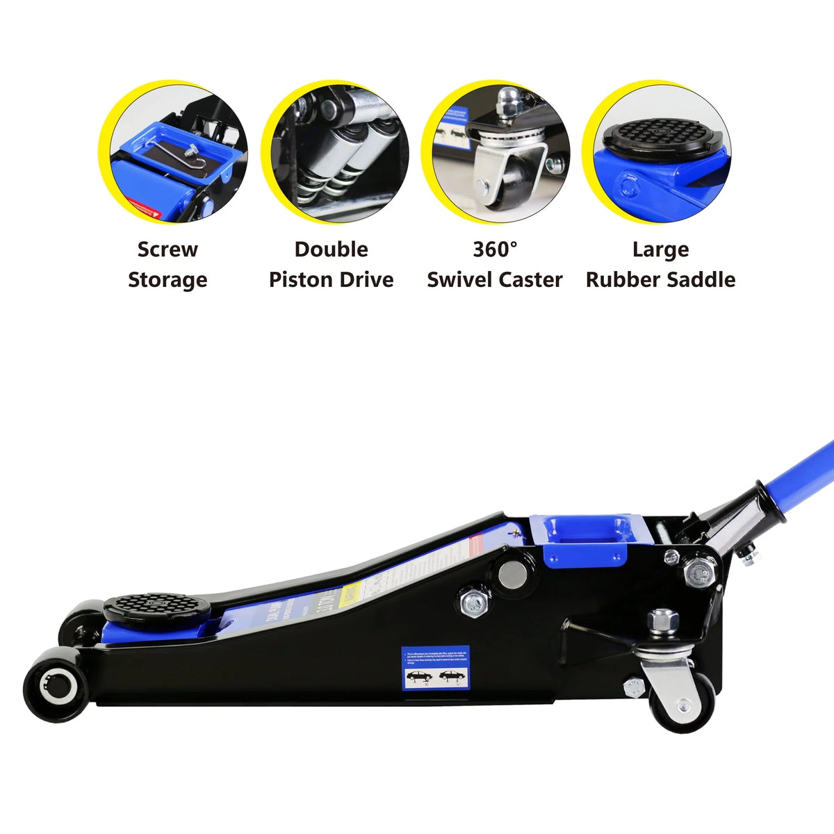 DSstyles 3 Ton Hydraulic Floor Jack Dual Pump 6600 Lb Capacity Lifting Range 3.3-18.5 Low Profile Service Jack for Quickly Car Lift
