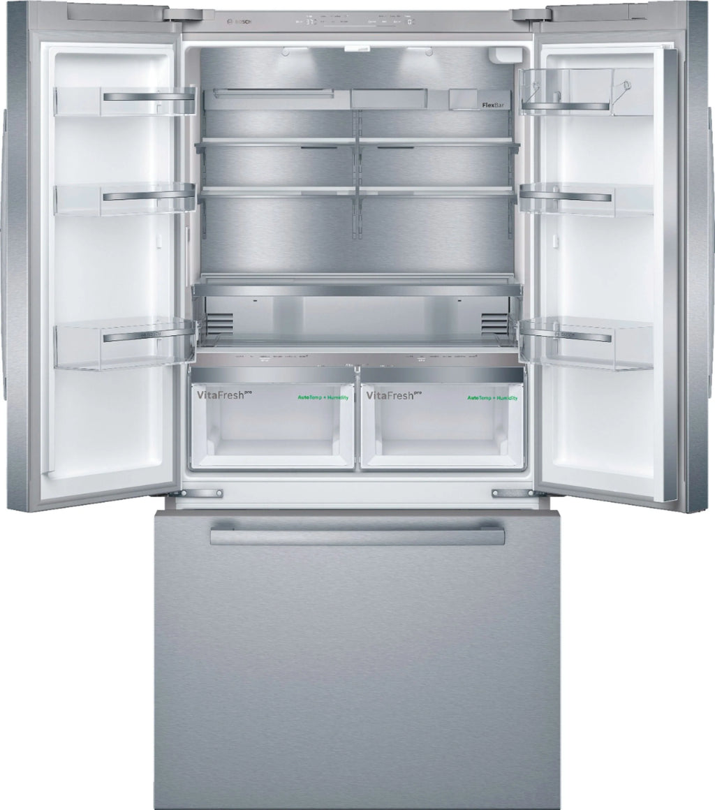 Bosch - 800 Series 21 Cu. Ft. French Door Counter-Depth Smart Refrigerator - Stainless steel