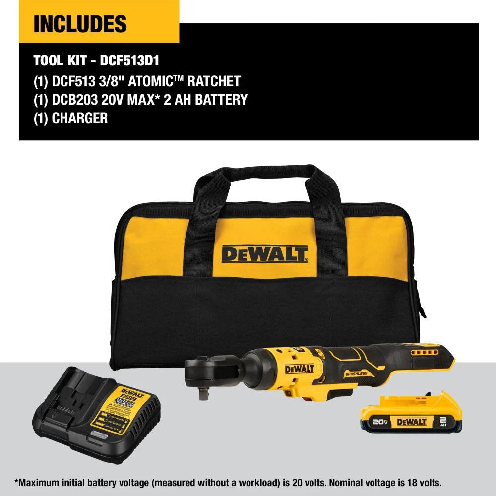 DEWALT ATOMIC 20V MAX Ratchet Kit Brushless 3/8 DCF513D1 from DEWALT💝 Last Day For Clearance