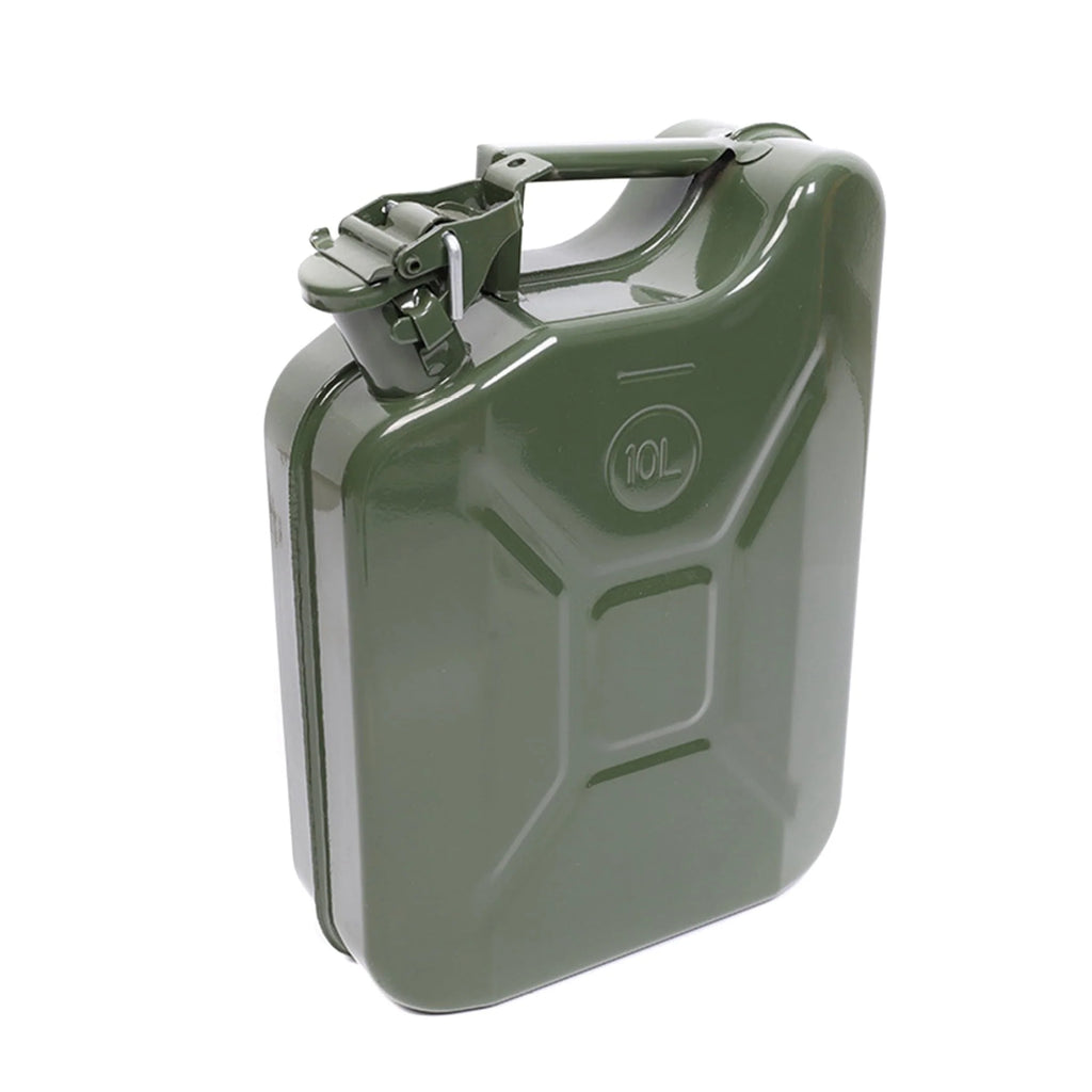 MoreChioce 10L Green Metal Jerry Can Store Container with Fixed Spout for Petrol Oil Water Alcohol
