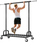 Raybee Heavy Duty Clothes Rack, Clothing Racks for Hanging Heavy Clothes 200+, Rolling Clothing Rack Load 485 LBS, Extendable & Adjustable Portable Commercial Garment Rack with Wheels