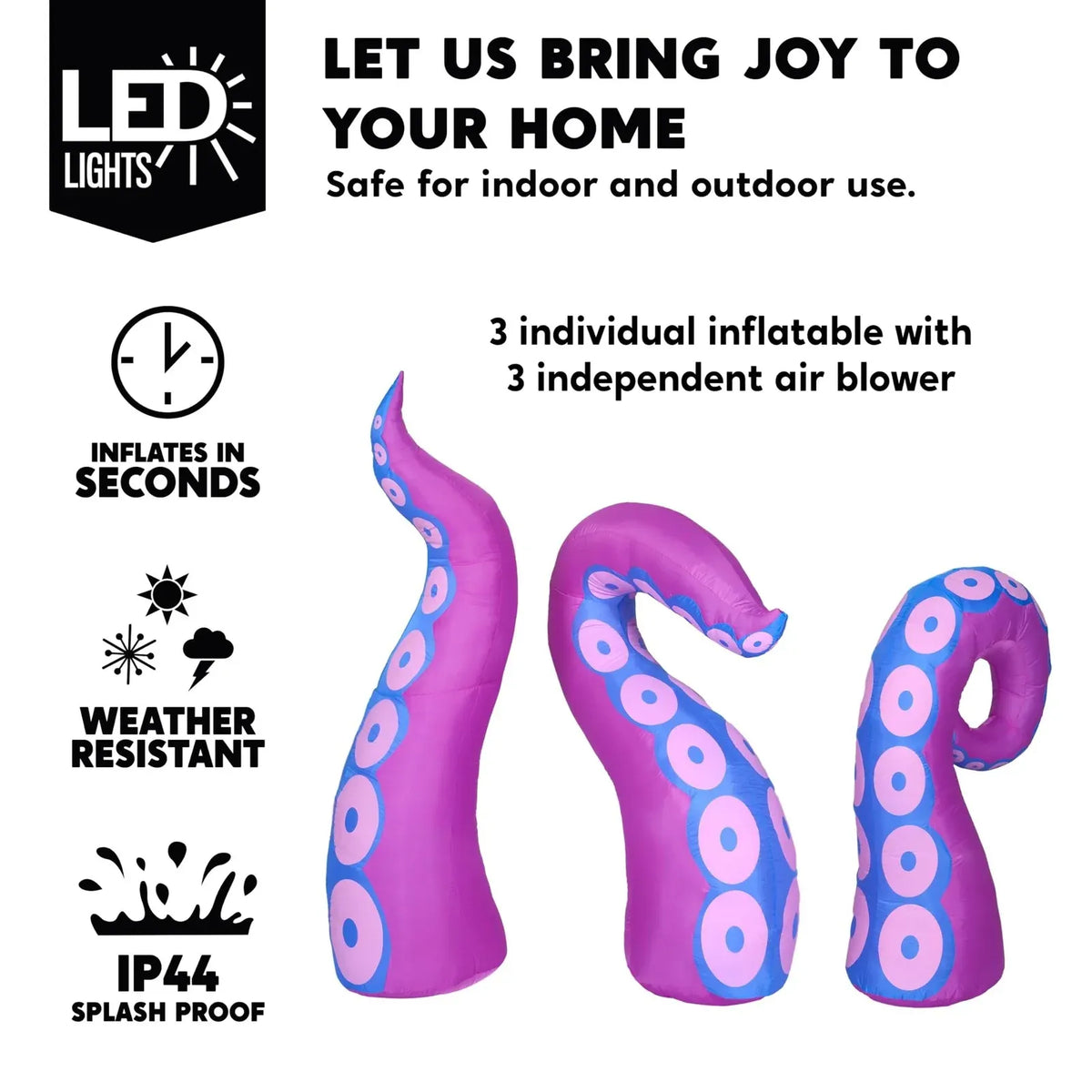 3 Pcs Halloween Inflatable Outdoor Giant Octopus Tentacle Broke Out from Window