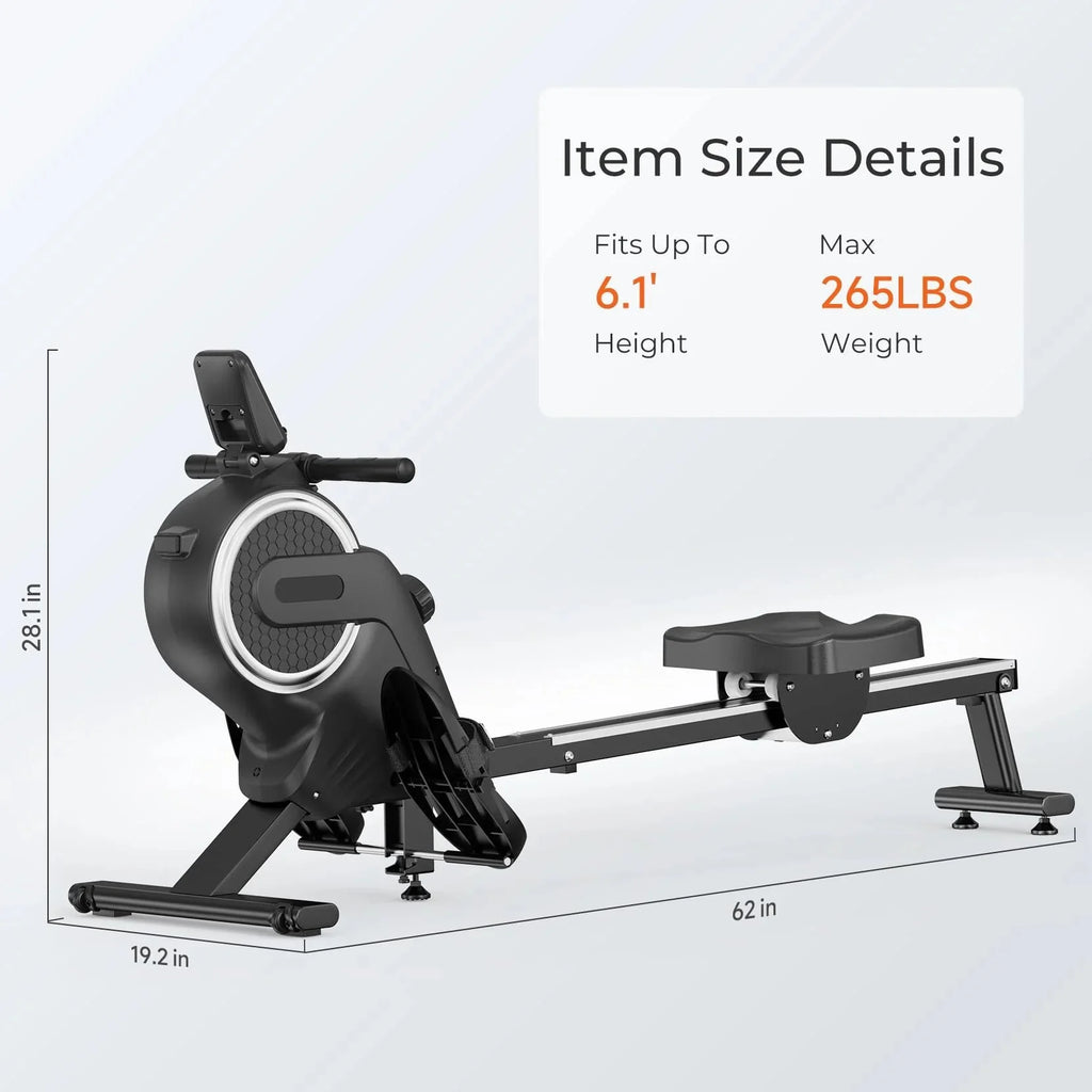 Rowing Machine, 16 Level Resistance Magnetic Rowing Machine Max 265lb Weight Capacity Row Machine Neche Resistance Magnetic with App Compatible Rower for Home Gym