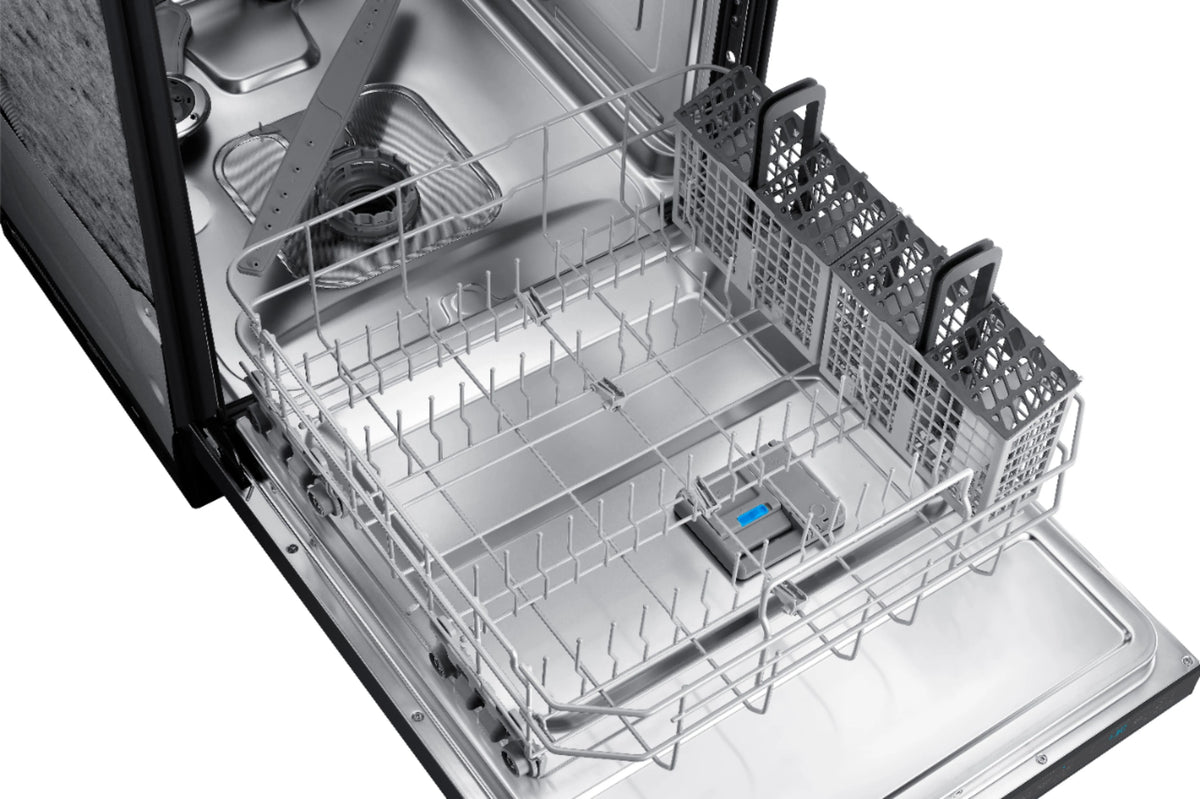 Samsung - StormWash 24 Top Control Built-In Dishwasher with AutoRelease Dry, 3rd Rack, 42 dBA - Black stainless steel