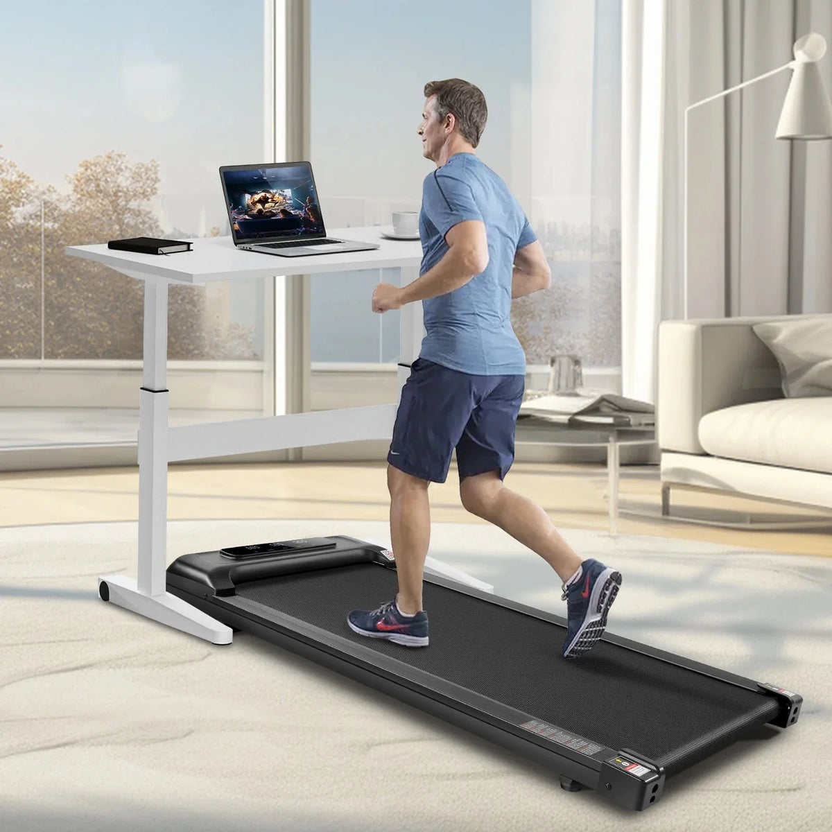 Tikmboex 2.5HP Under Desk Treadmill with LED Display and Remote & APP Dual Control, Portable and Installation-Free Treadmill for Home/Office