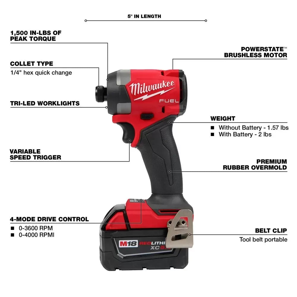 Milwaukee Pre-Sale 2953-22 M18 FUEL 18V 1/4 Hex Cordless Li-Ion Impact Driver Kit