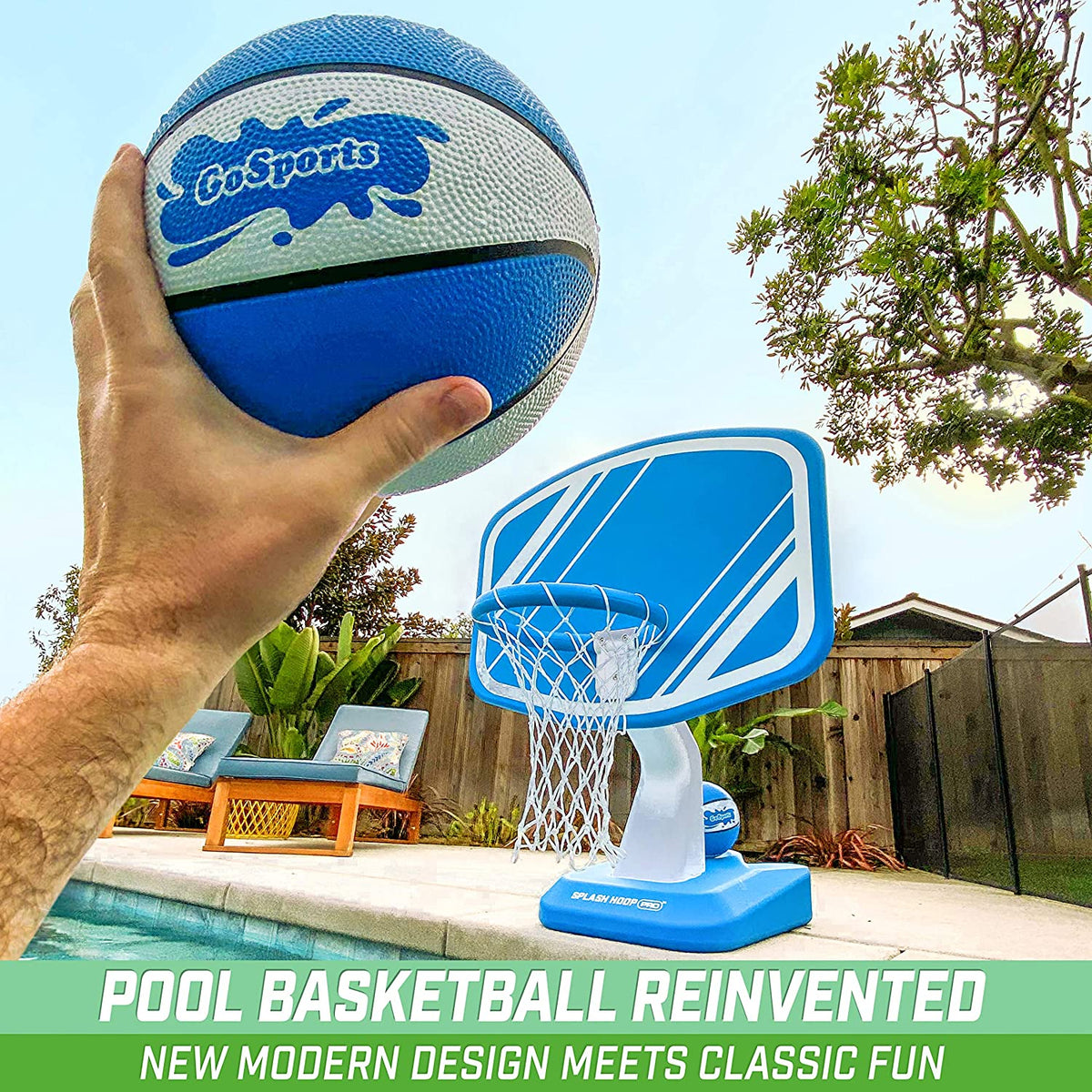 GoSports Splash Hoop Swimming Pool Basketball Game�� Includes Poolside Water Basketball Hoop�� 2 Balls and Pump