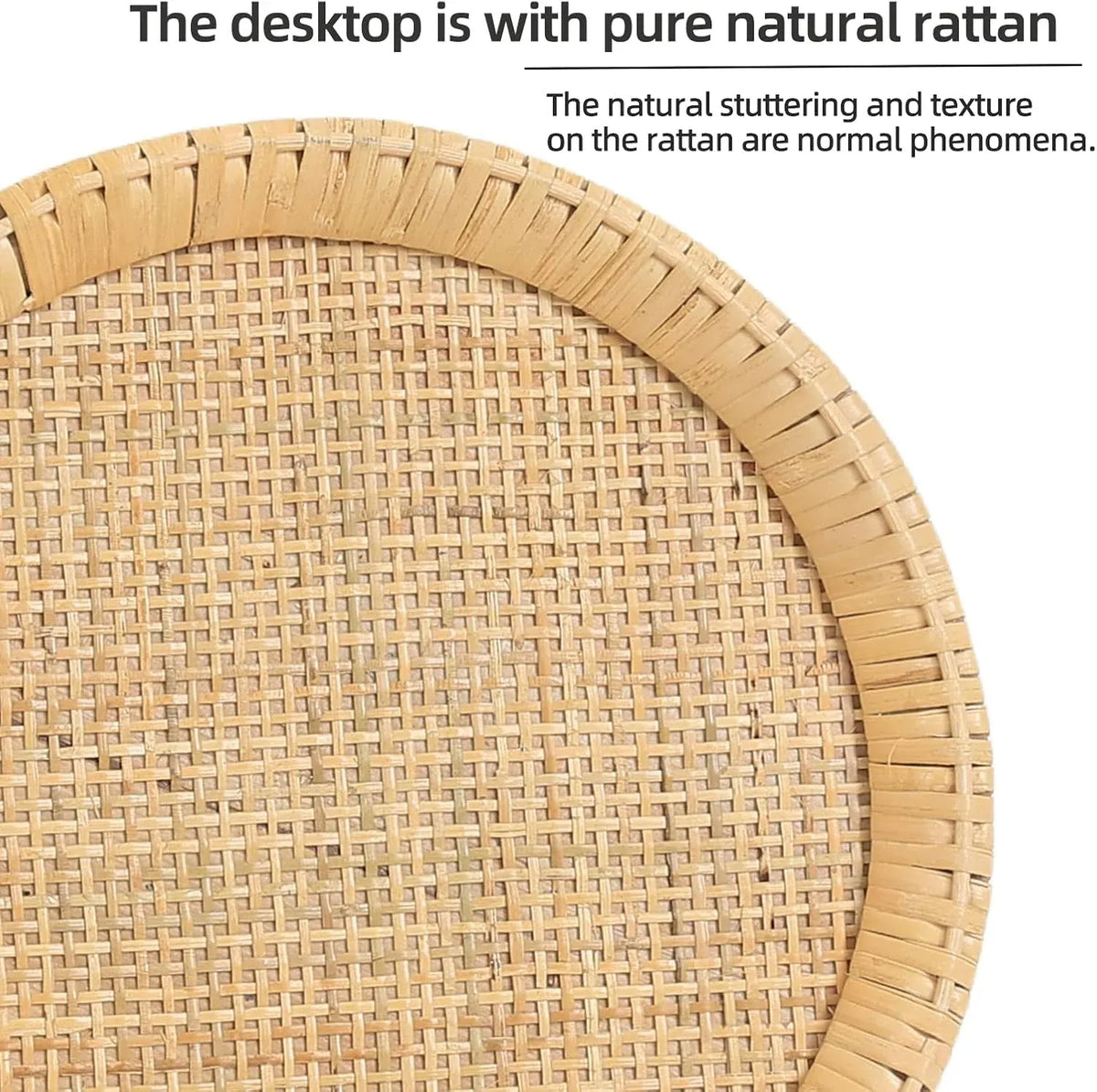 Drink Tableï1⁄4Rattan Round Small Side Table for Small Spaces, Boho Circle End Table Coffee Table with Solid Wood Leg for Living Room, Pedestal Table for Bedroom, Corners
